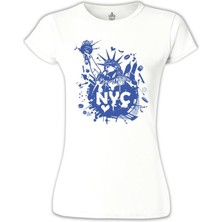 Lord T-Shirt New York - Özgürlük Anıtı Beyaz Bayan Tshirt