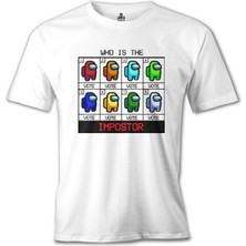 Lord T-Shirt Among Us - Who Is The Impostor Beyaz Erkek Tshirt