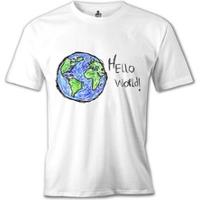 Lord T-Shirt Hello World - Earth Beyaz Erkek Tshirt