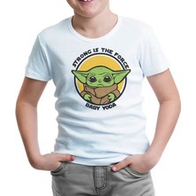 Lord T-Shirt Baby Yoda - Strong Beyaz Çocuk Tshirt