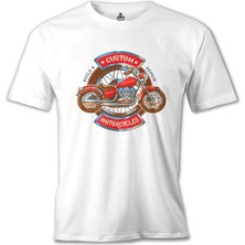 Lord T-Shirt Model Motosiklet  Beyaz Erkek Tshirt