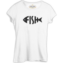 Lord T-Shirt Fish With Letters Beyaz Bayan Tshirt