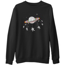 Lord T-Shirt Swing Astronot  Siyah Erkek Kalın Sweatshirt