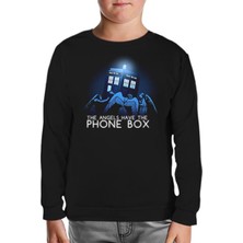 Lord T-Shirt Doctor Who - Angels Have The Phone Box Siyah Çocuk Sweatshirt
