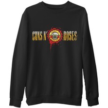 Lord T-Shirt Guns N Roses - Drops Logo Siyah Erkek Kalın Sweatshirt