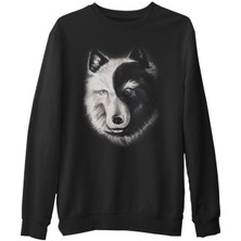 Lord T-Shirt Kurt - Yin Yang Siyah Erkek Kalın Sweatshirt