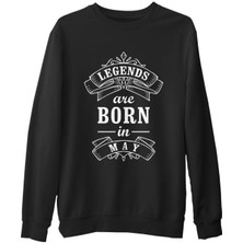 Lord T-Shirt Burç - Born In May Legends  Siyah Erkek Kalın Sweatshirt
