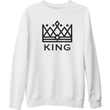 Lord T-Shirt King And Queen - King Beyaz Kalın Sweatshirt