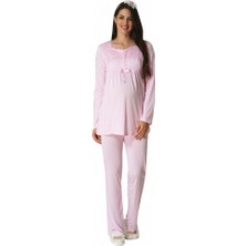 Effort Mecit Dantel Detaylı Pembe Lohusa Pijama Takımı 5414