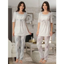 Effort 8042 Mavi Emzirme Özellikli Lohusa Pijama Takımı