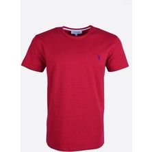 Ottomoda Kırmızı Basic Erkek Bisiklet Yaka Kısa Kollu T-Shirt, OT-BT-21001