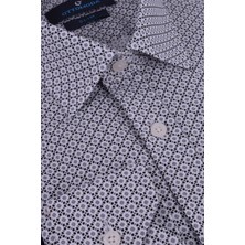 Ottomoda Erkek Siyah-Beyaz Desenli Uzun Kollu Slim Fit Gömlek, OT-CP-20068