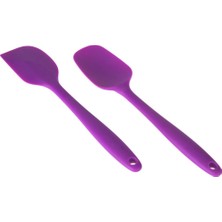 Çilek Ev 2'li Silikon Kaşık Spatula Seti Mor 27,5 cm