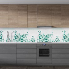 Sticker Art Mutfak Tezgah Arası Folyo Fayans Kaplama Folyosu Yeşil Yapraklar 60 x 500