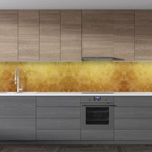 Sticker Art Mutfak Tezgah Arası Folyo Fayans Kaplama Folyosu Altın Çiçek Desen 60 x 300