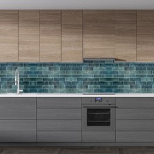 Sticker Art Mutfak Tezgah Arası Folyo Fayans Kaplama Folyosu Blue Seramic 60 x 300