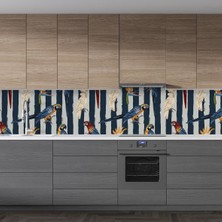 Sticker Art Mutfak Tezgah Arası Folyo Fayans Kaplama Folyosu Mavi Papağan 60 x 500