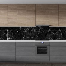 Sticker Art Mutfak Tezgah Arası Folyo Fayans Kaplama Folyosu Siyah Mermer Desen 60 x 400