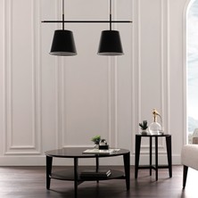Enza Home Sera Modern Tasarım Pirinç Detaylı İkili Avize (Füme Başlık)