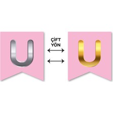 Festivall Çift Taraflı Harf Banner Gold/gümüş Pembe U