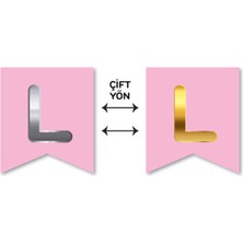 Festivall Çift Taraflı Harf Banner Gold/gümüş Pembe L