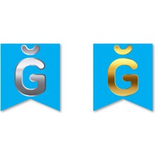 Festivall Çift Taraflı Harf Banner Gold/gümüş Mavi Ğ