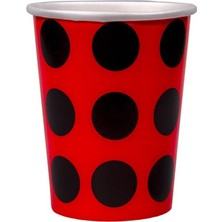Festivall Niceplast Karton Bardak Kırmızı Siyah Puantiyeli