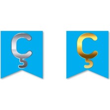 Festivall Çift Taraflı Harf Banner Gold/gümüş Mavi Ç