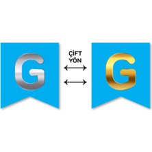 Festivall Çift Taraflı Harf Banner Gold/gümüş Mavi G