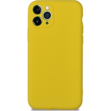 AGM elektronik Iphone 11 Pro 3D kamera korumalı içi kadife Lansman Silikon Kılıf Sarı