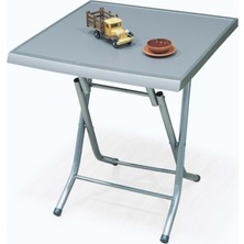 Güvenç Katlanabilir Plastik Masa Metal Ayaklı  60X60 cm Gri