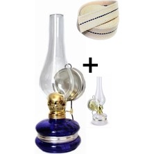 Kuzgun Online Shop 3' Lü Set Büyük Lacivert ve Şeffaf Gaz Lambası & 1 M Gaz Lambası Fitili