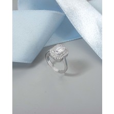 By More Tek Taş Baget Dizayn Çift Sıralı Gümüş Yüzük