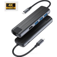 Daytona TC090 Type-C To 3* USB 3.0 4K Ultra Hd HDMI RJ45 Gigabit Ethernet Pd Şarj Çevirici Hub Adaptör