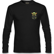 Lord T-Shirt Baby Yoda - Pocket Siyah Erkek Sweatshirt
