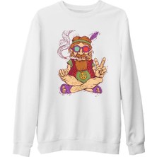 Lord T-Shirt Hippi - Furry Beyaz Kalın Sweatshirt