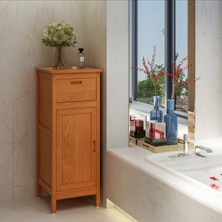 INTERBUILD REAL WOOD Interbuild Meşe Ahşap Depolama Banyo Dolabı 40X40X102 cm