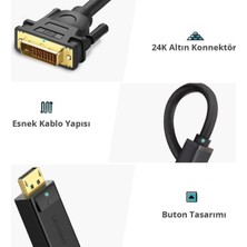 Ugreen Displayport Erkek To DVI 24+1 Erkek Görüntü Aktarma Kablosu 1.5 Metre