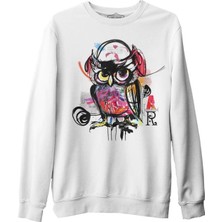 Lord T-Shirt All Owl - Baykuş Beyaz Erkek Kalın Sweatshirt