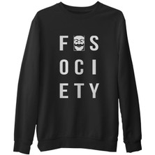 Lord T-Shirt Mr.robot - Fsociety Logo  Siyah Erkek Kalın Sweatshirt