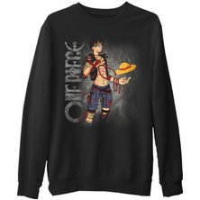 Lord T-Shirt One Piece - Luffy  Siyah Erkek Kalın Sweatshirt