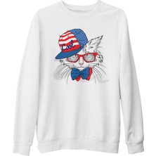 Lord T-Shirt Kedi - Cool Beyaz Kalın Sweatshirt