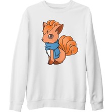 Lord T-Shirt Pokemon Go - Vulpix Beyaz Kalın Sweatshirt