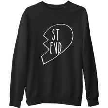 Lord T-Shirt Best Friends Kalp 1/2 - 2  Siyah Erkek Kalın Sweatshirt