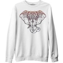 Lord T-Shirt Elephant And Tattoo Beyaz Erkek Kalın Sweatshirt