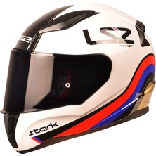 Ls2 Rapid Stark Beyaz - Kırmızı - Mavi Kask