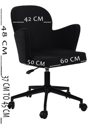 Sandino Kelebek - Siyah, Suni Deri, Metal Ayaklı Ofis Çalışma Sandalyesi