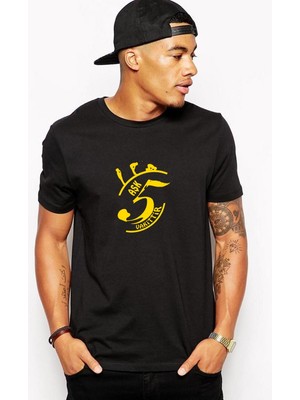 Qivi Aşk 5 Vakittir Baskılı Siyah Erkek Örme Tshirt