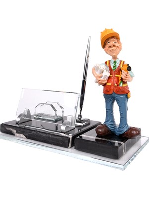 CLK Kişiye Özel İş Adamı Mühendis Çalİşan Adam Biblolu Siyah Mermer Masa İsimlik Ofis Masa İsimliği