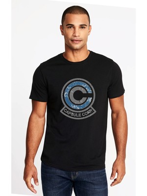 Qivi Capsule Baskılı Siyah Erkek Örme Tshirt